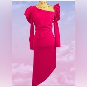 New York & Company Fuchsia Long Sleeve Dress